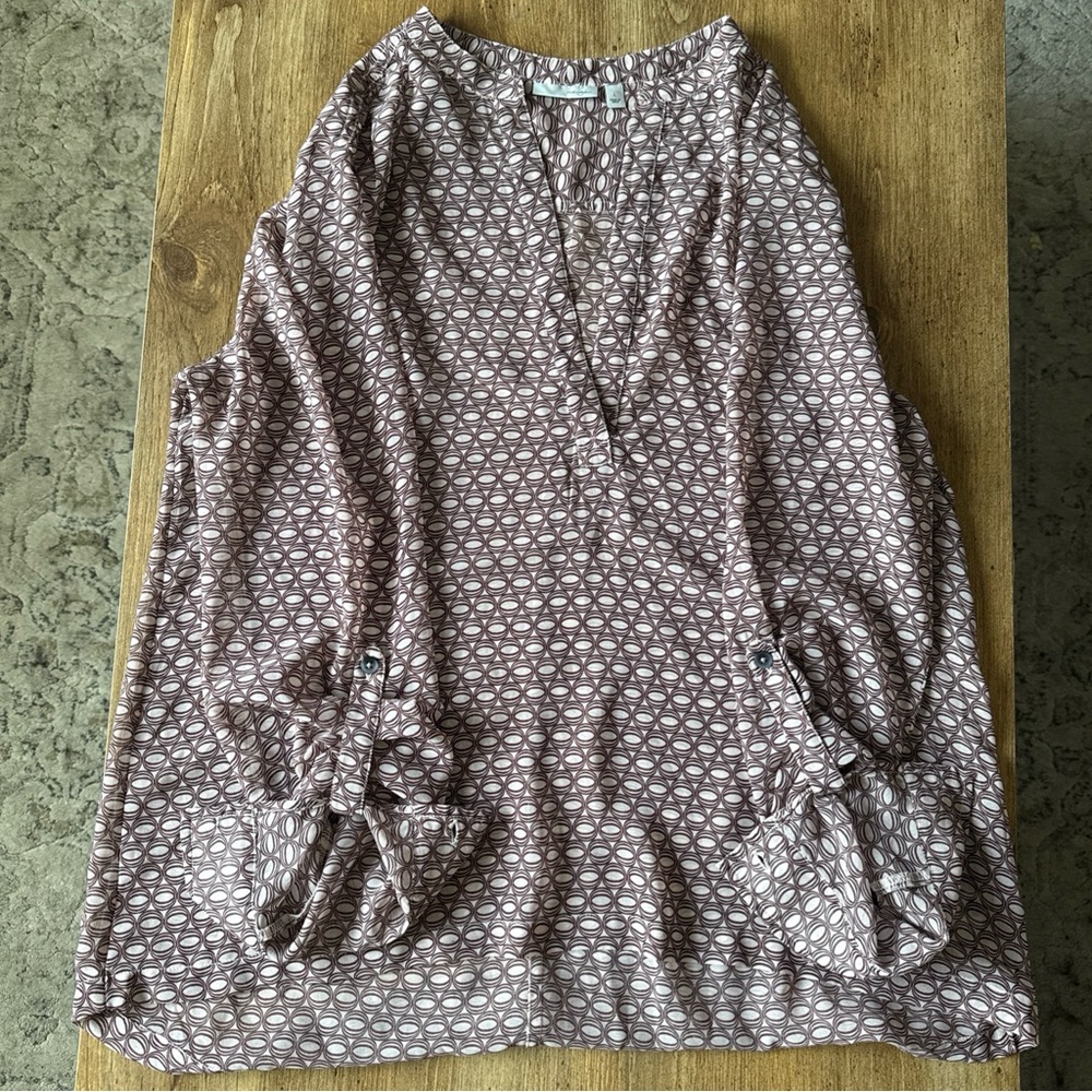 Halogen Women’s Large Purple Lightweight Relaxed Fit Geometric Blouse